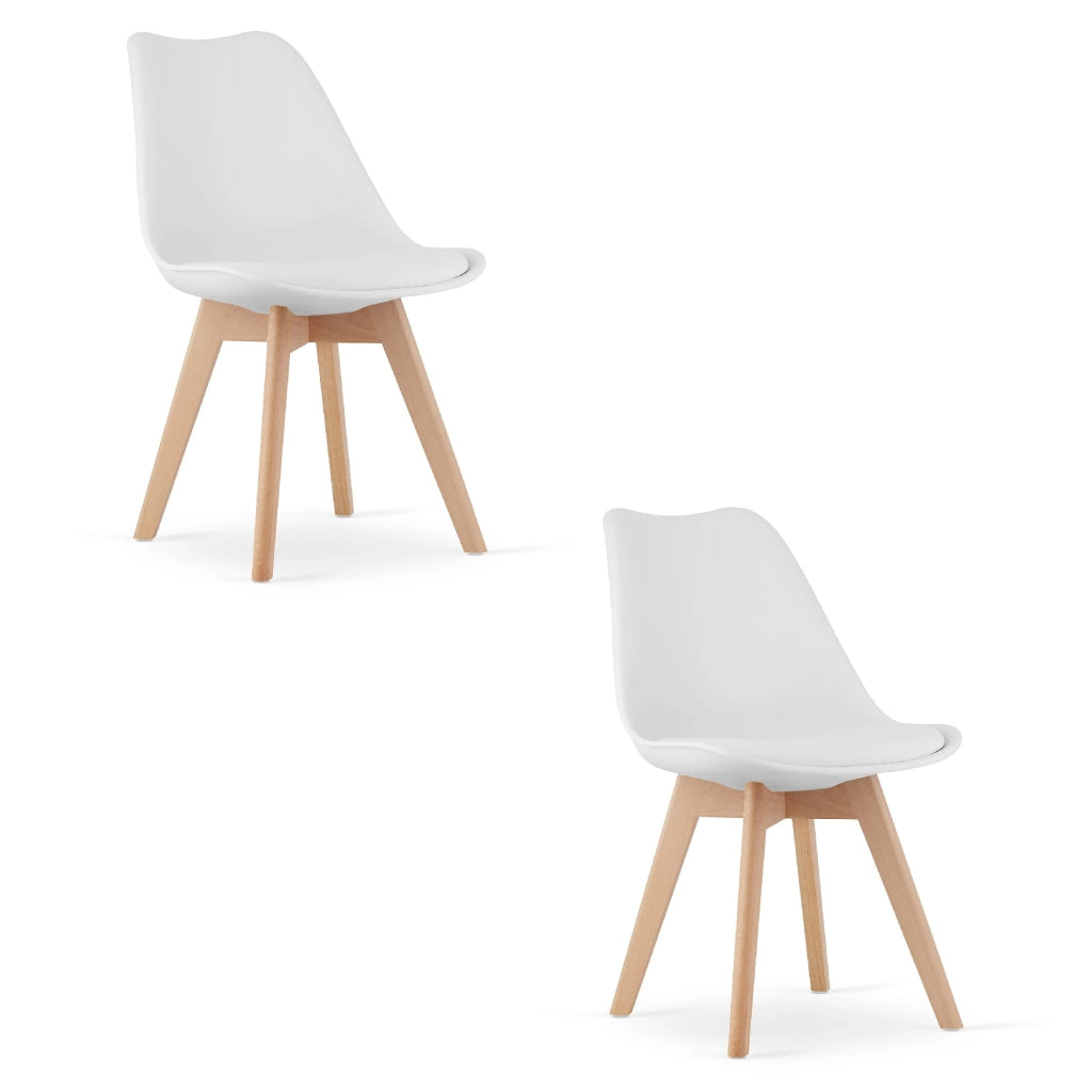 Sedie Valora RIKX bianche con cuscino e gambe in legno x2
