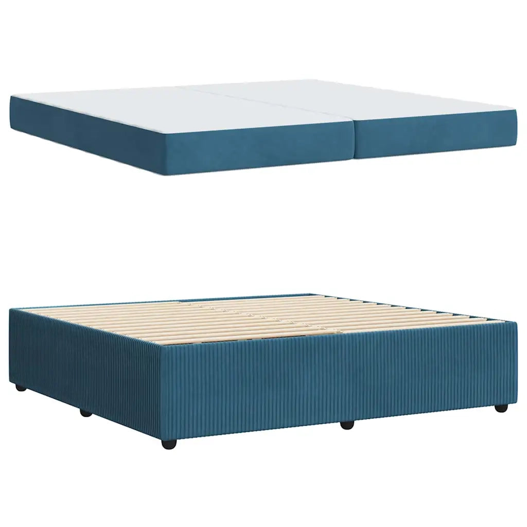 Struttura del letto con materasso Blu 200 x 200 cm Tessuto 3398442