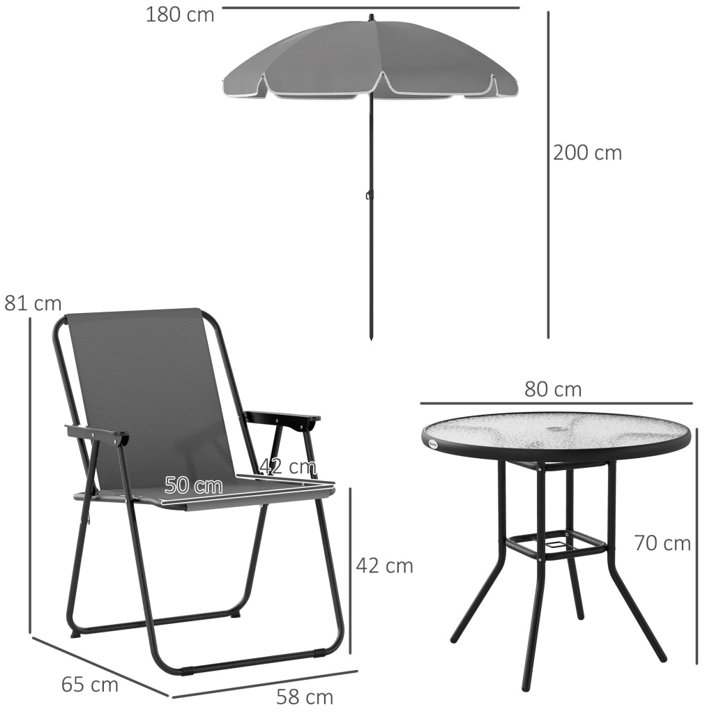 Set da Giardino 6 Pezzi ¨C Minimal ¨C Grigio e Nero con Sedie Pieghevoli