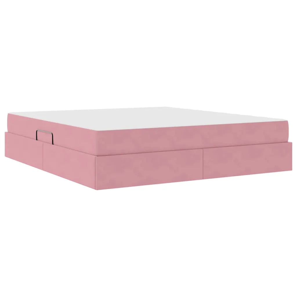 Letto con contenitore e materasso Rosa 160 x 200 cm Velluto 3399735