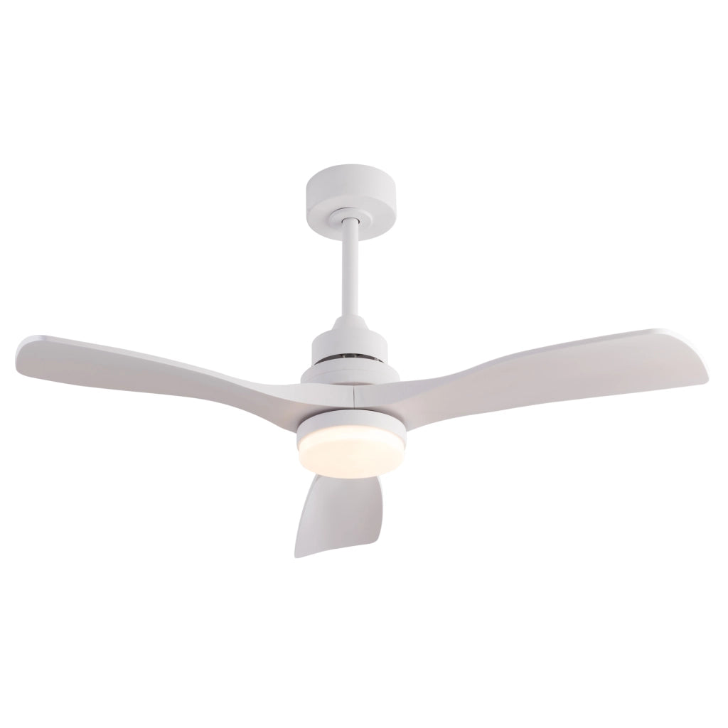 Ventilatore da soffitto da 42 pollici con luce LED; telecomando e motore DC; bianco