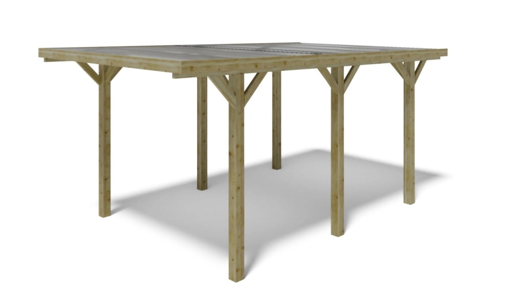 Tettoia posto auto coperto in legno 3.04x5.12 m - 15.56 m2 - copertura PVC   - CAR10PVCTR - ALTANKA